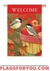 Chickadee and Apple Basket Garden Flag