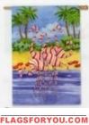 3 left - Holiday Flamingos Christmas House Flag