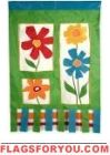 2 left - applique Floral Windows Garden Flag