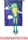 1 left - applique Green Frog House Flag