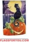Cat on Pumpkin House Flag