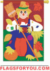 last 1 - Applique Big Scarecrow House Flag