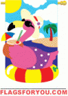 Applique Flamingo Fun Garden Flag