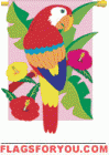 4 left - applique Parrot Garden Flag