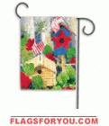 Red,White and Blue Birdhouse Garden Flag
