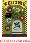 Stoneware Crock Welcome House Flag