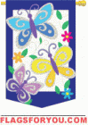 applique Triple Butterflies House Flag - 2 left