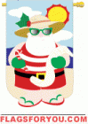 3 left - Applique Tropical Santa Garden Flag
