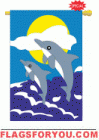 Applique Two Dolphins Garden Flag