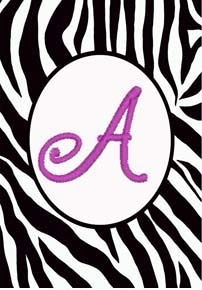 A - Zebra Monogram Garden Flag