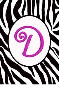 D - Zebra Monogram Garden Flag