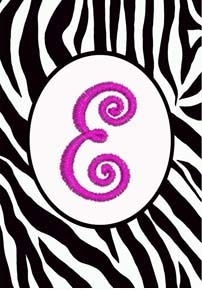 E - Zebra Monogram Garden Flag