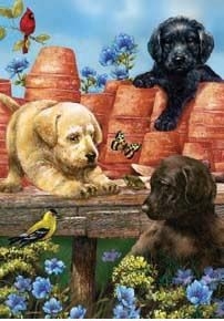 Garden Puppies House Flag