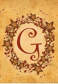 G - Vine / Berries Monogram Garden Flag