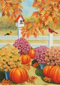 Autumn Fence House Flag