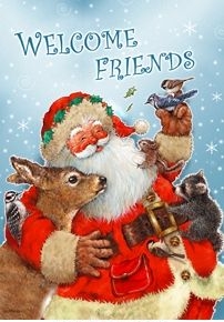 Santa's Friends Garden Flag