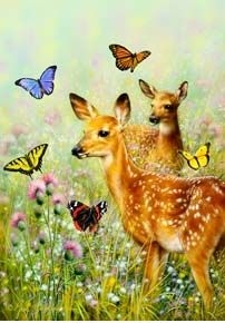 Fawns & Butterflies House Flag