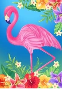 Flamingo Floral House Flag