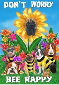 Bee Happy Dogs House Flag