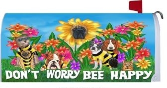 Bee Happy Dog Mailbox Cover