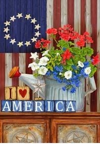 I Love America House Flag