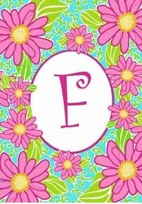 F - Pink Daisies Monogram Garden Flag