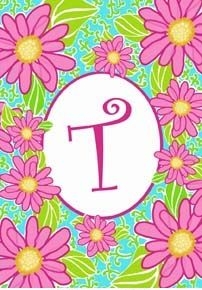 T - Pink Daisies Monogram Garden Flag