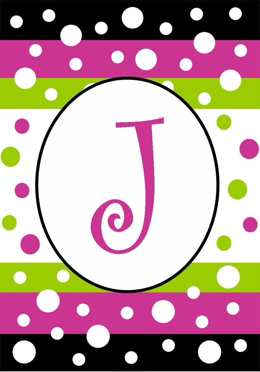 J - Polka Dot Party Monogram Garden Flag