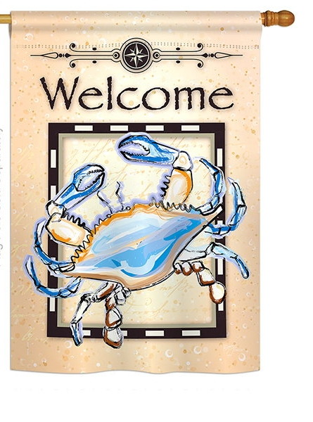 Blue Crab Welcome House Flag