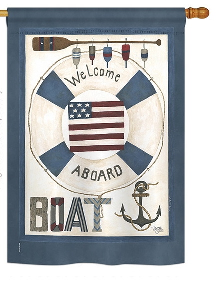 Welcome Aboard Boat House Flag