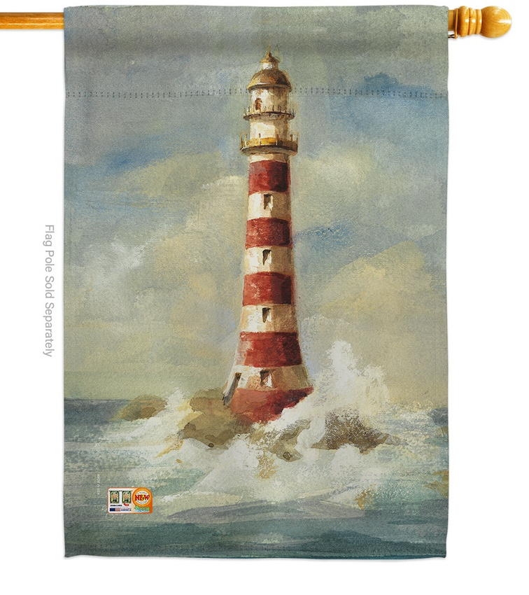 Lighthouse By The Sea House Flag