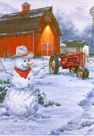 Tractor Barn Garden Flag