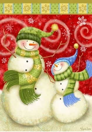 Swirling Snowmen Garden Flag