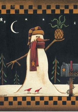 Pineapple welcome Snowman House Flag