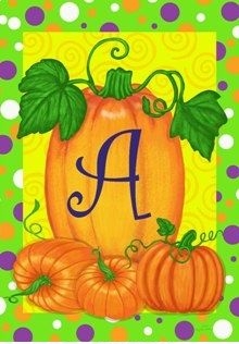 Pumpkins & Polka Dots A - Monogram Garden Flag