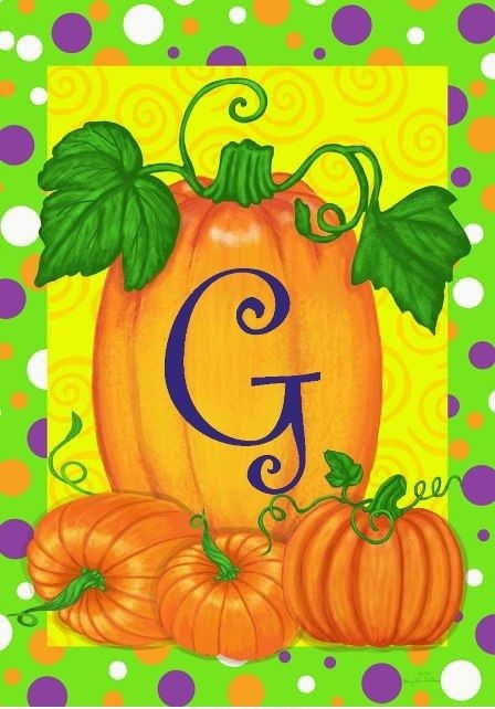 Pumpkins & Polka Dots G - Monogram Garden Flag