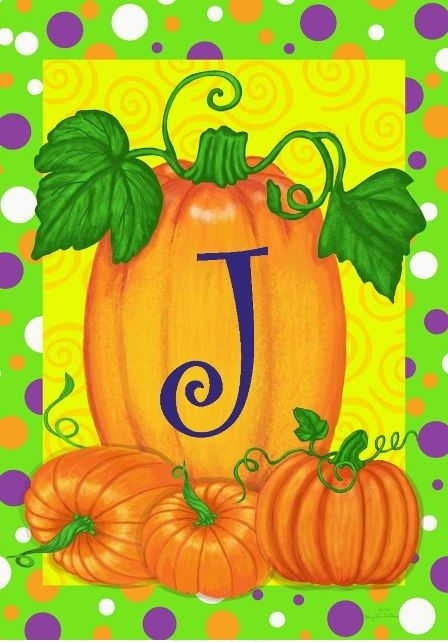 Pumpkins & Polka Dots J - Monogram Garden Flag