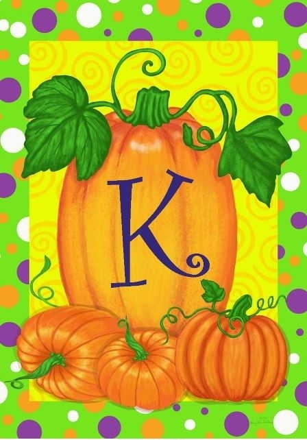 Pumpkins & Polka Dots K - Monogram Garden Flag