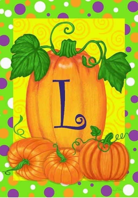 Pumpkins & Polka Dots L - Monogram Garden Flag