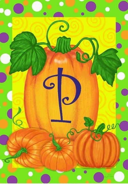 Pumpkins & Polka Dots P - Monogram Garden Flag