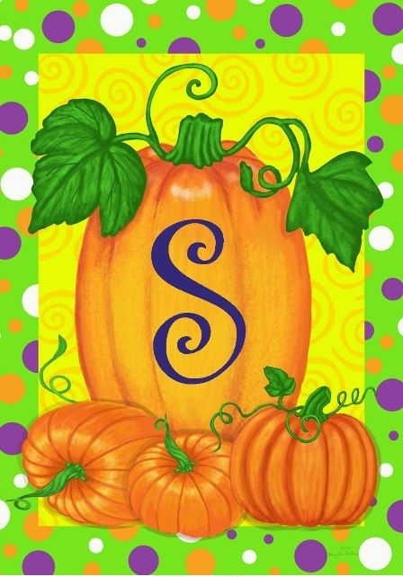 Pumpkins & Polka Dots S - Monogram Garden Flag