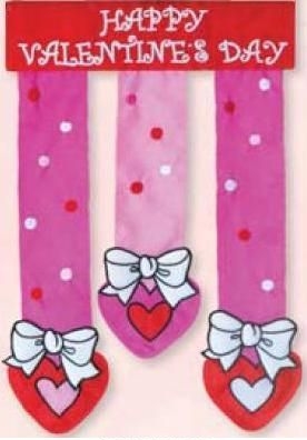 Hearts and Bows Applique Garden Flag