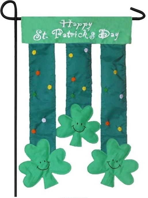 Shamrocks Applique Garden Flag