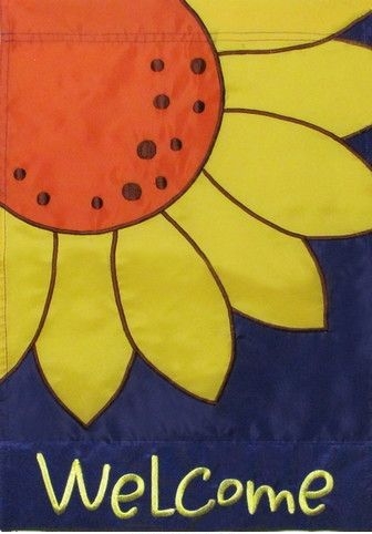 Sunflower Close Up Applique House Flag