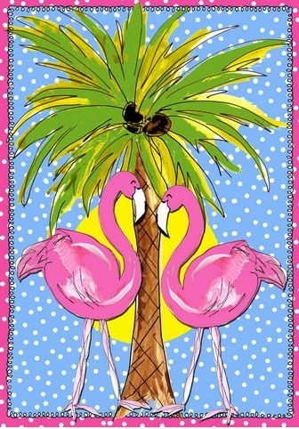 Moonlight Flamingos Garden Flag