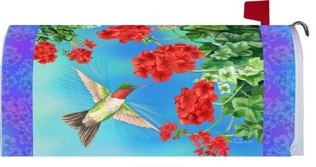 Geranium Hummers Mailbox Cover
