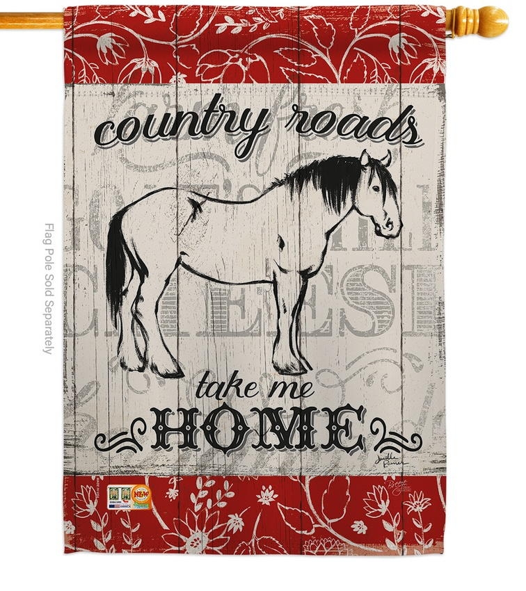 Country Roads Horse House Flag