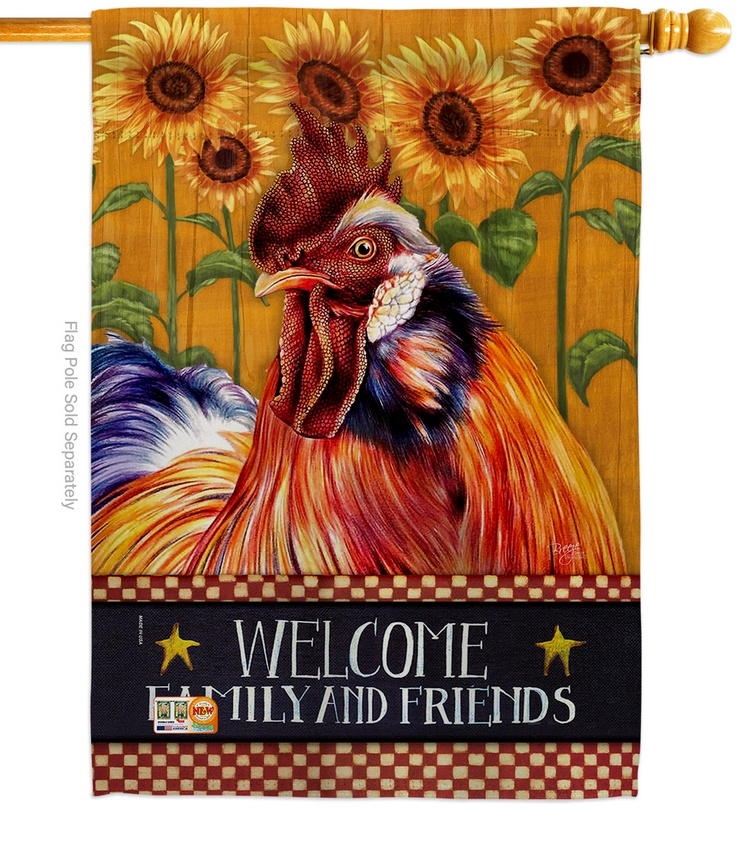 Country Rooster Decorative House Flag