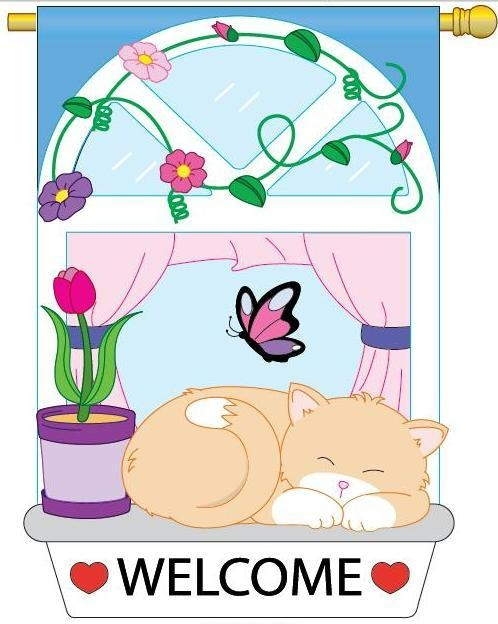Welcome Kitty Garden Flag