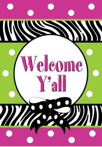 Welcome Y'all Zebra Stripe Garden Flag